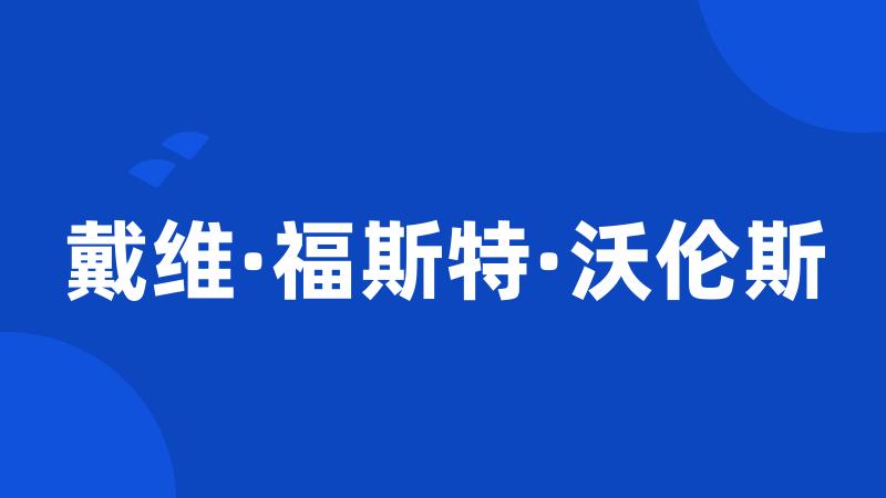 戴维·福斯特·沃伦斯