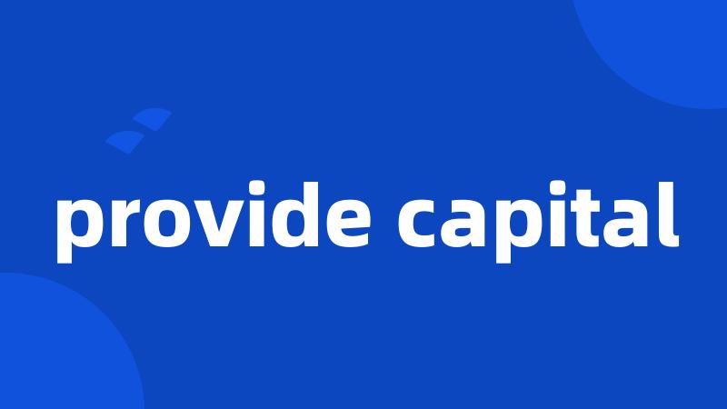 provide capital
