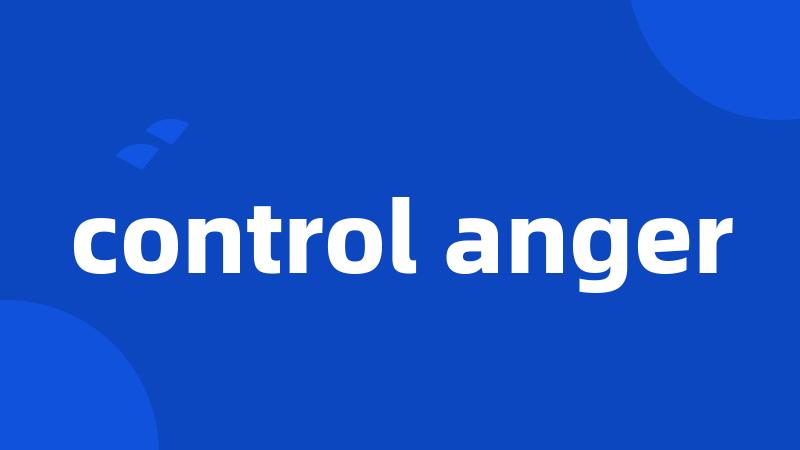 control anger