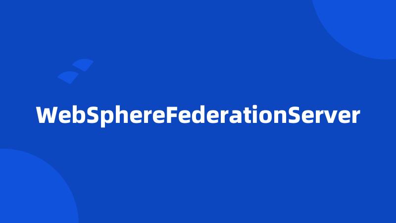 WebSphereFederationServer