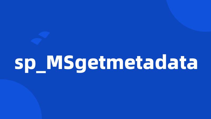 sp_MSgetmetadata
