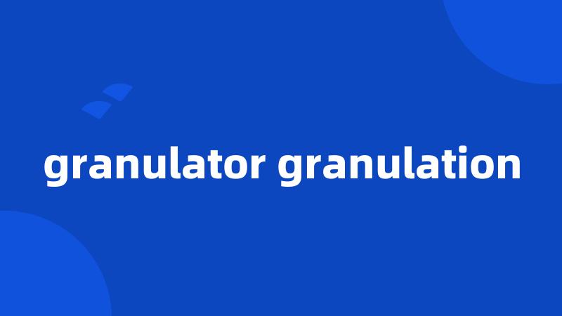 granulator granulation