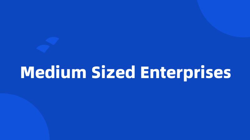 Medium Sized Enterprises
