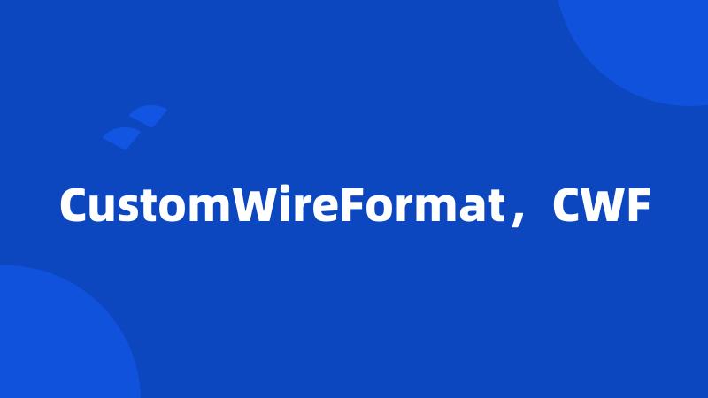 CustomWireFormat，CWF