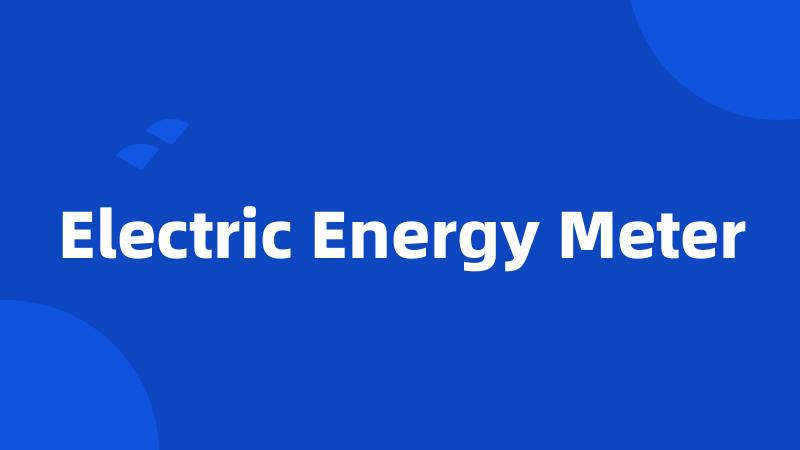 Electric Energy Meter