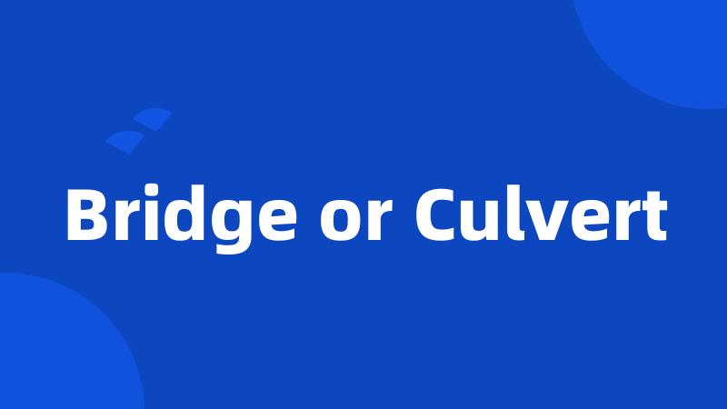 Bridge or Culvert