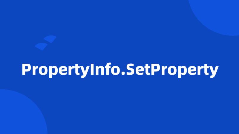 PropertyInfo.SetProperty