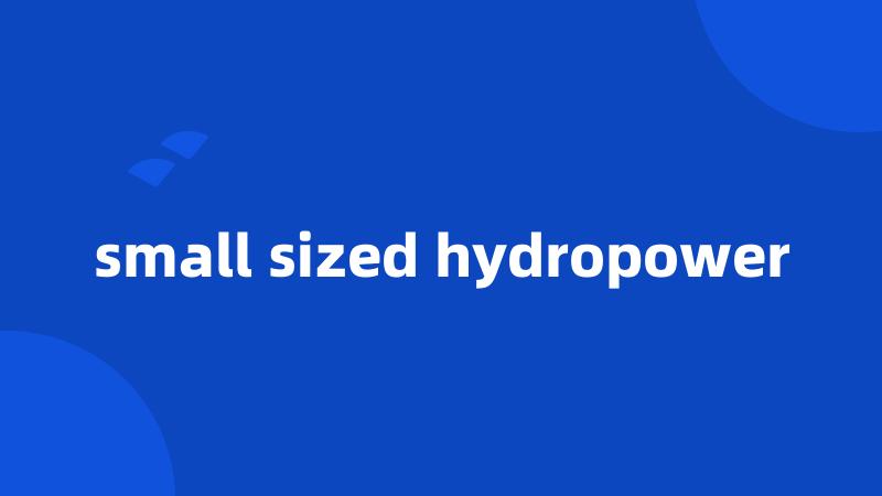 small sized hydropower