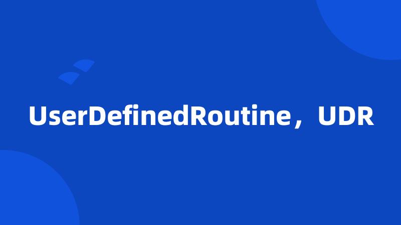 UserDefinedRoutine，UDR