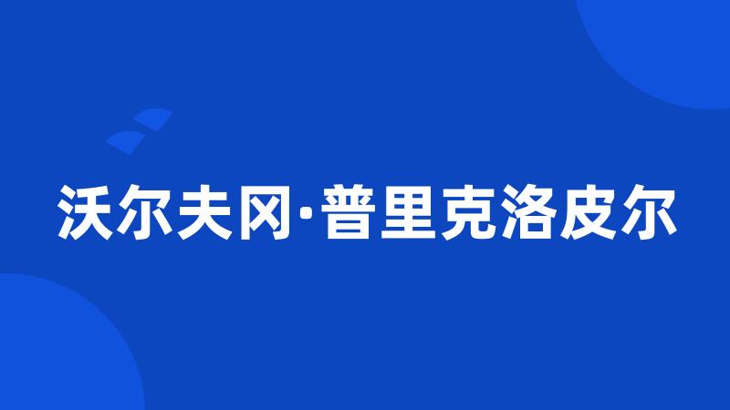 沃尔夫冈·普里克洛皮尔