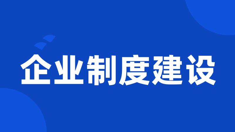 企业制度建设