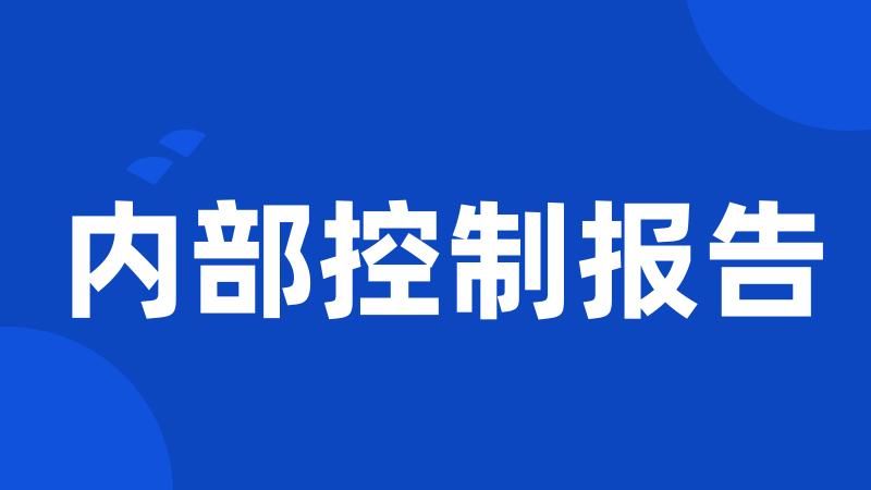 内部控制报告