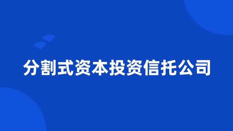 分割式资本投资信托公司