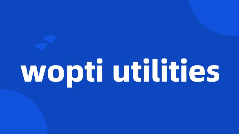 wopti utilities