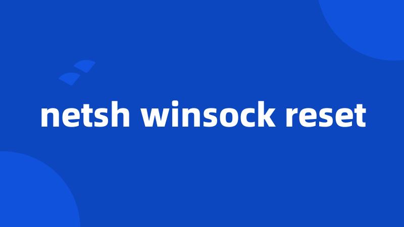 netsh winsock reset