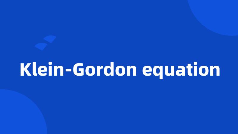 Klein-Gordon equation