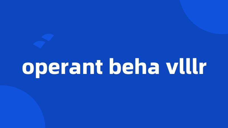 operant beha vlllr