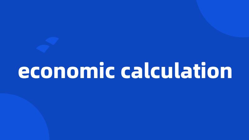 economic calculation