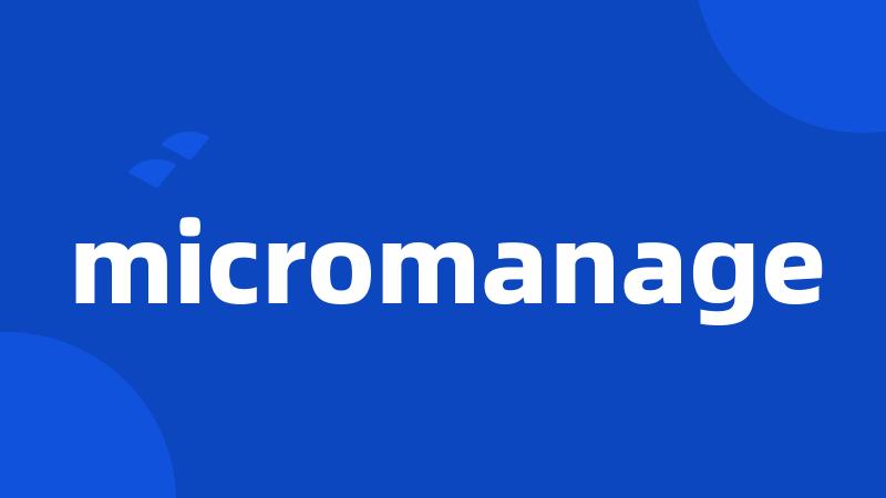 micromanage