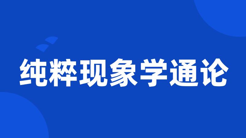 纯粹现象学通论