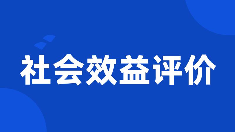 社会效益评价