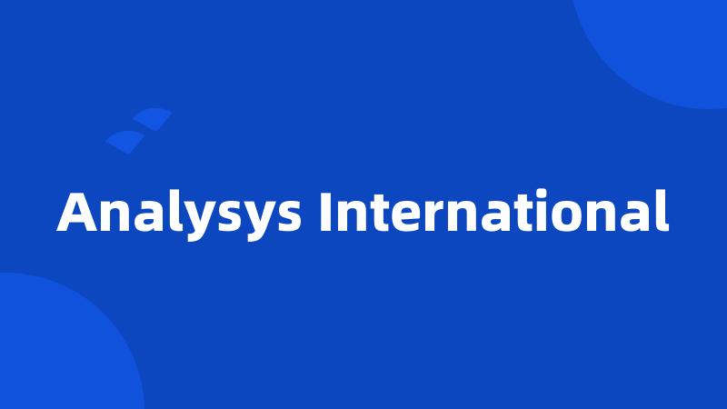 Analysys International