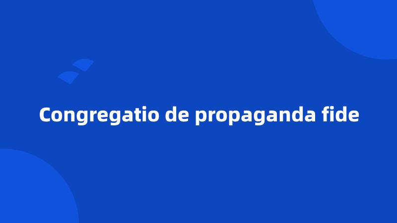 Congregatio de propaganda fide