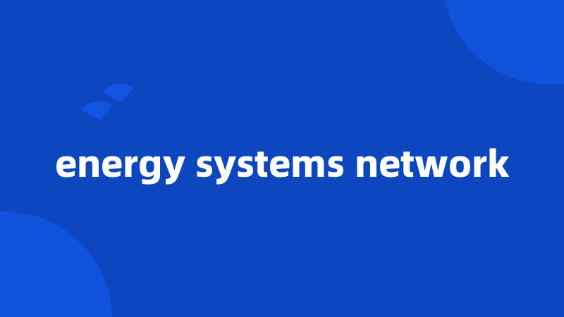 energy systems network