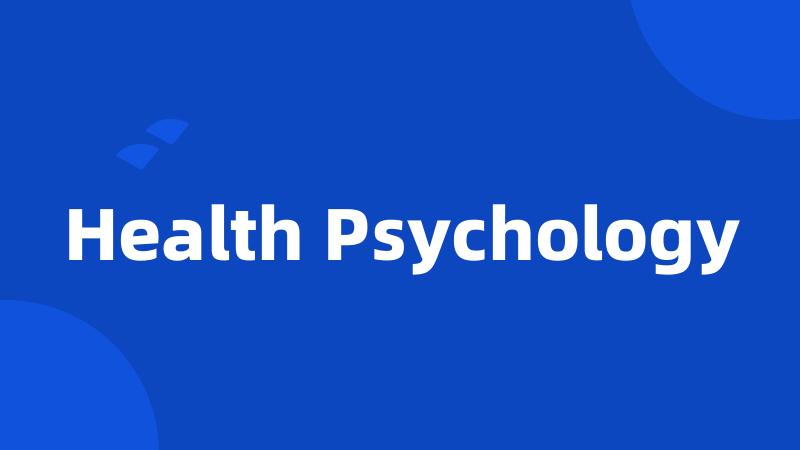 Health Psychology