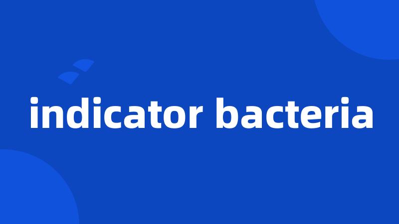 indicator bacteria