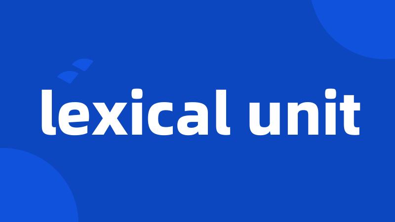 lexical unit