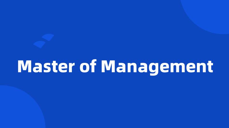 Master of Management