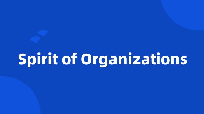 Spirit of Organizations