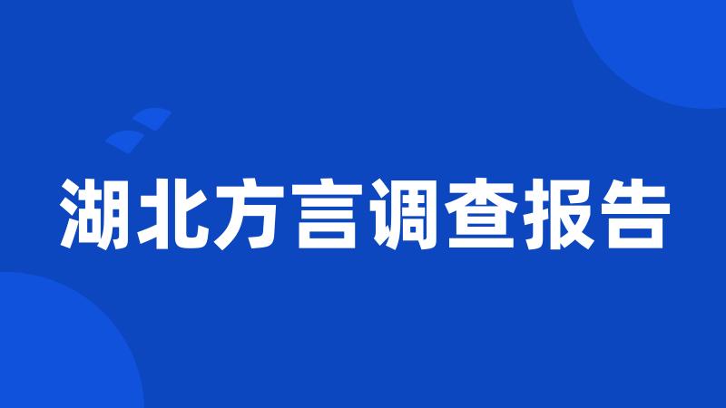 湖北方言调查报告