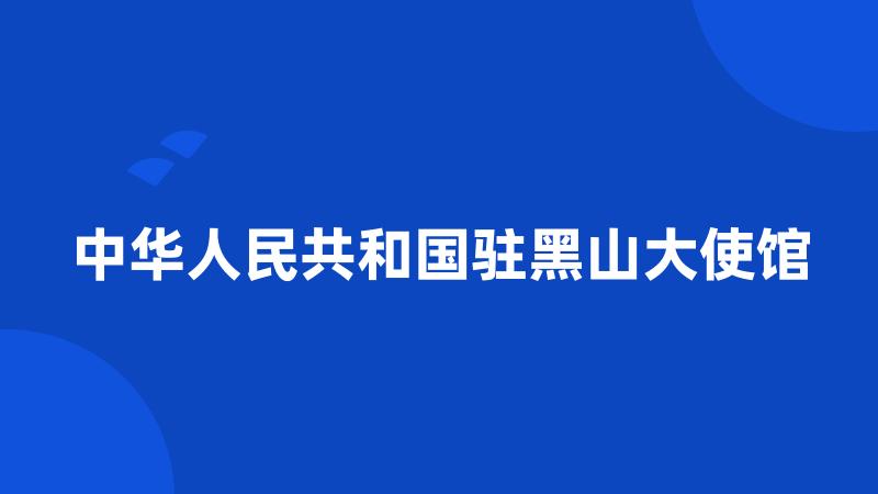 中华人民共和国驻黑山大使馆