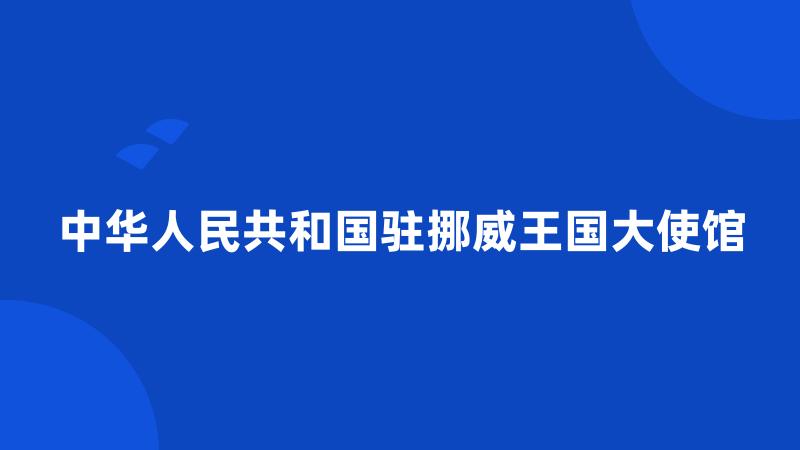 中华人民共和国驻挪威王国大使馆