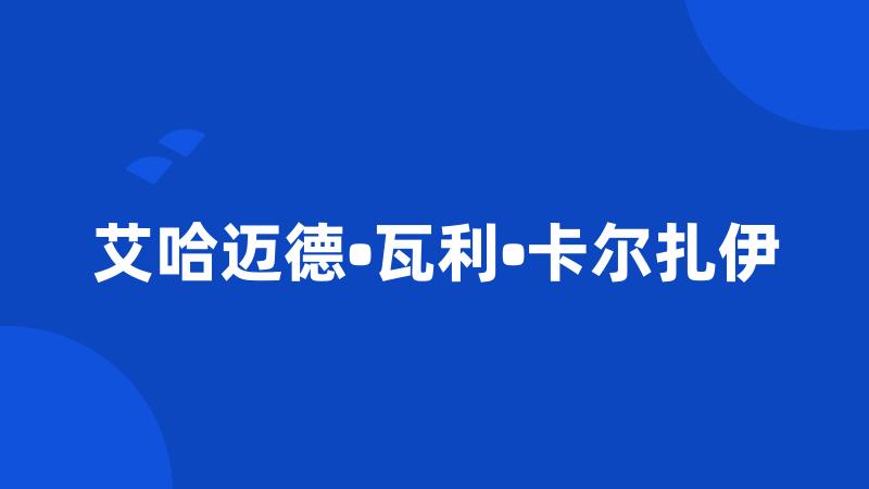 艾哈迈德•瓦利•卡尔扎伊