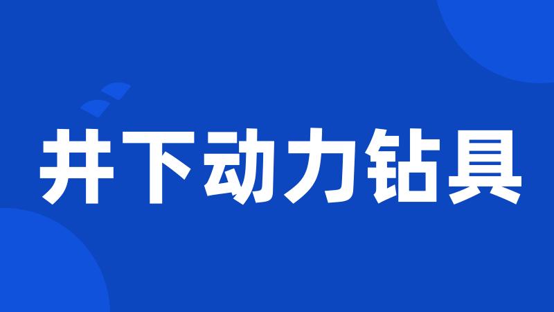 井下动力钻具