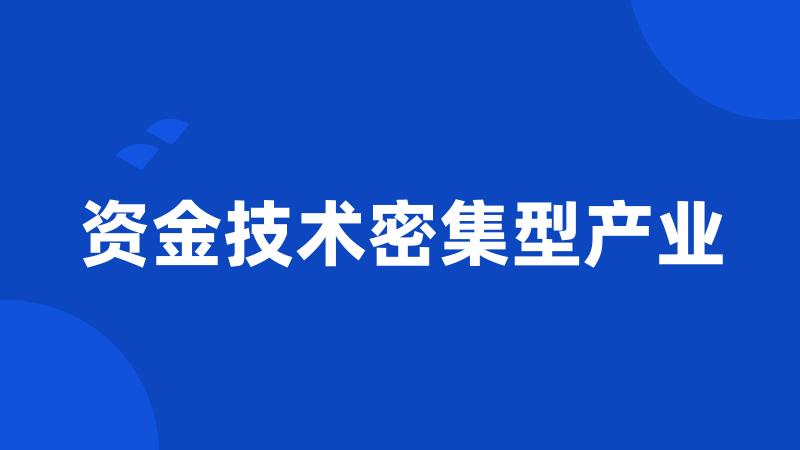 资金技术密集型产业