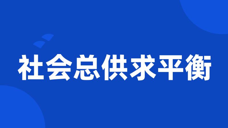 社会总供求平衡