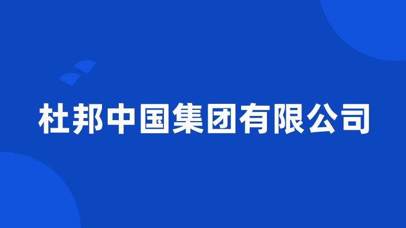 杜邦中国集团有限公司