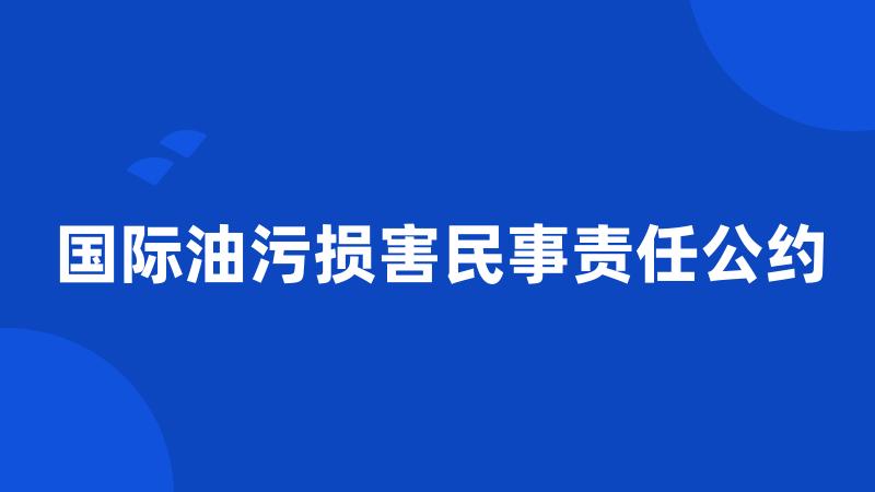 国际油污损害民事责任公约