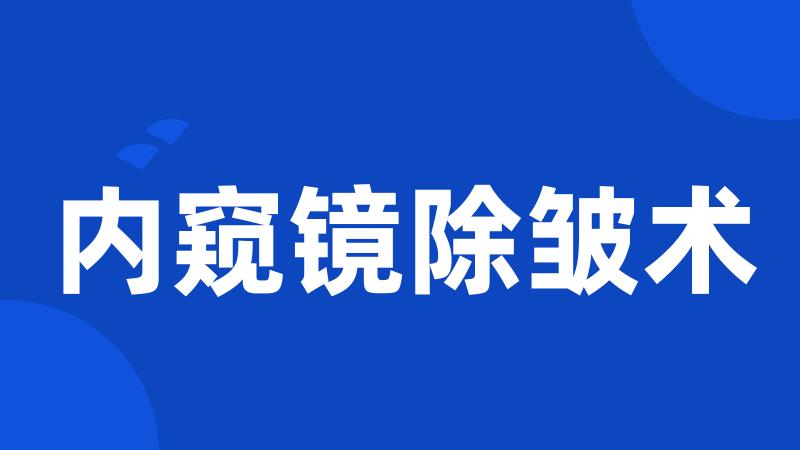 内窥镜除皱术