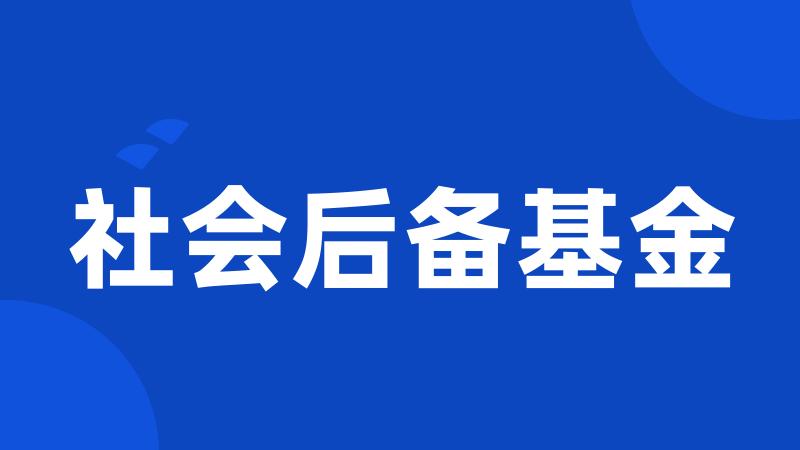 社会后备基金