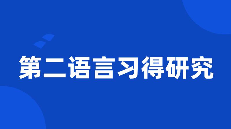 第二语言习得研究