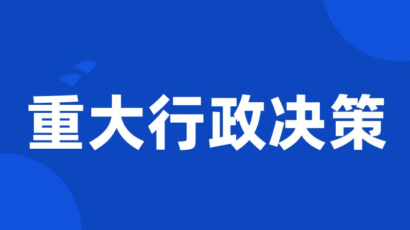 重大行政决策