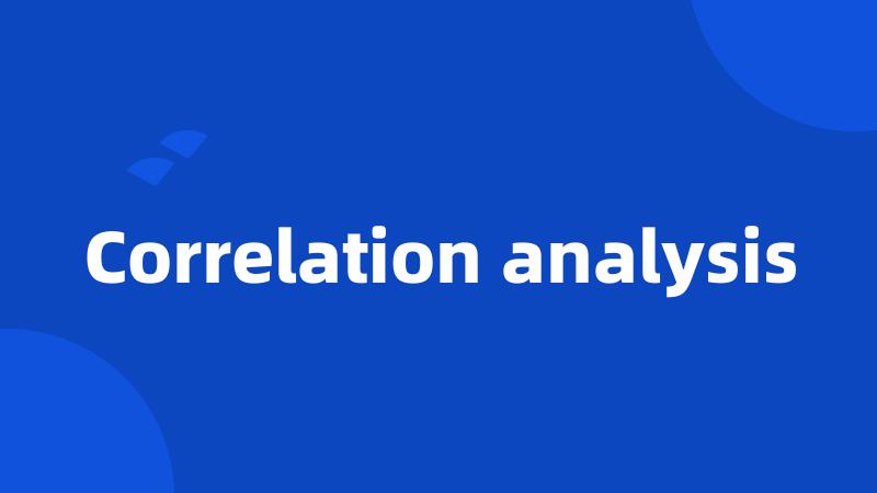 Correlation analysis