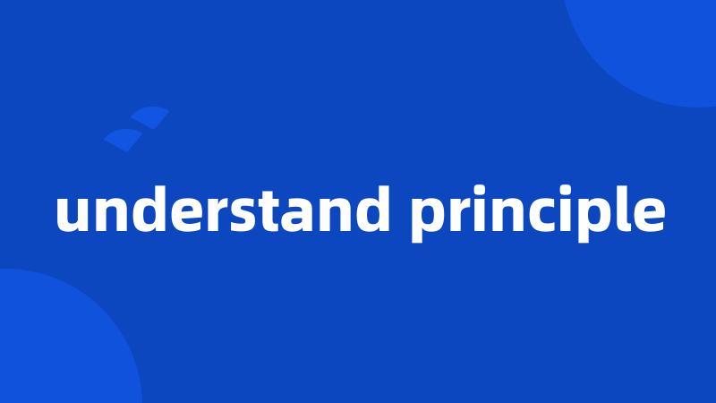 understand principle