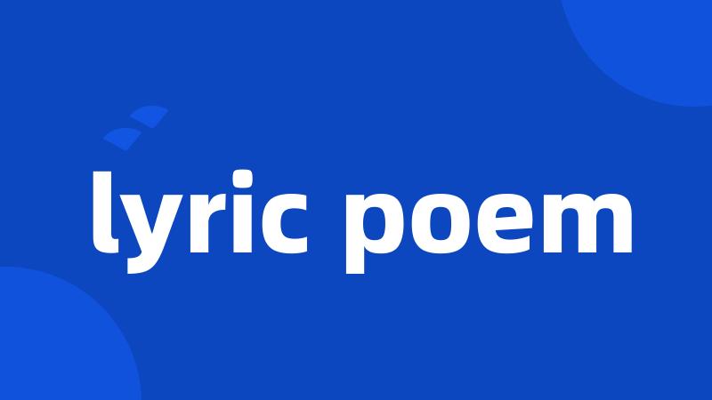 lyric poem