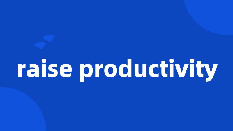 raise productivity